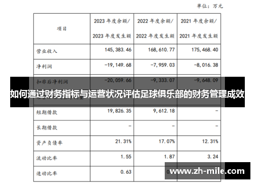 如何通过财务指标与运营状况评估足球俱乐部的财务管理成效 如何通过财务指标与运营状况评估足球俱乐部的财务管理成效