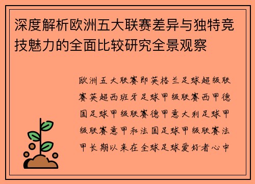 深度解析欧洲五大联赛差异与独特竞技魅力的全面比较研究全景观察 深度解析欧洲五大联赛差异与独特竞技魅力的全面比较研究全景观察